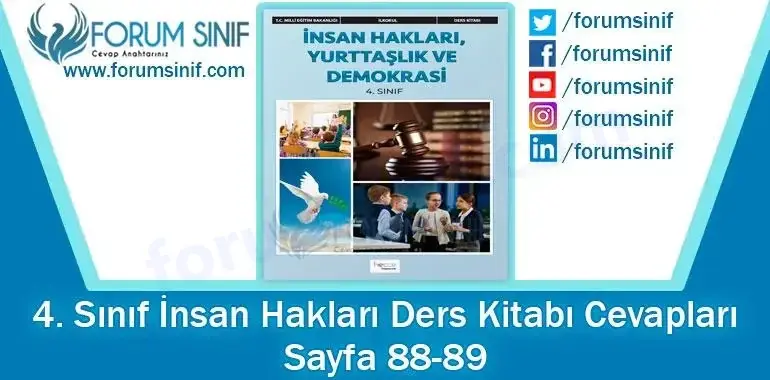 4. Sınıf İnsan Hakları Ders Kitabı 88-89. Sayfa Cevapları Hecce Yayıncılık