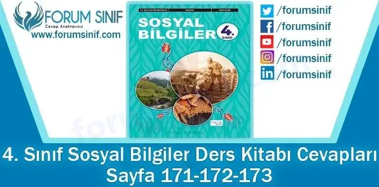 4. Sınıf Sosyal Bilgiler Ders Kitabı 171-172-173. Sayfa Cevapları Hecce Yayıncılık