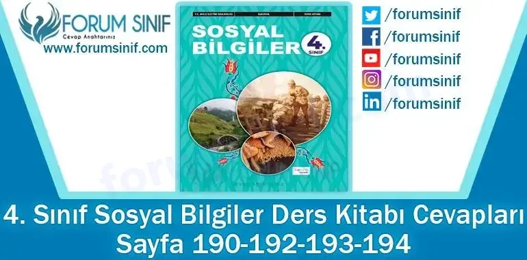 4. Sınıf Sosyal Bilgiler Ders Kitabı 190-192-193-194. Sayfa Cevapları Hecce Yayıncılık 4. Sınıf Sosyal Bilgiler Ders Kitabı 190-192-193-194. Sayfa Cevapları Hecce Yayıncılık