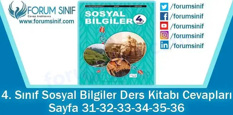 4. Sınıf Sosyal Bilgiler Ders Kitabı 31-32-33-34-35-36. Sayfa Cevapları Hecce Yayıncılık