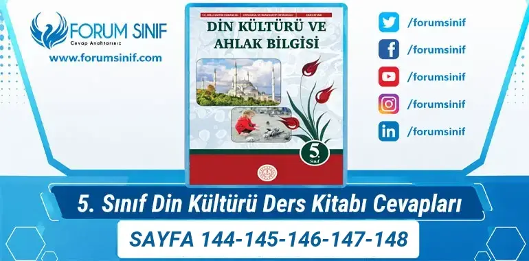 5. Sınıf Din Kültürü Ders Kitabı Sayfa 144-145-146-147-148 Cevapları MEB Yayınları 5. Sınıf Din Kültürü Ders Kitabı Sayfa 144-145-146-147-148 Cevapları MEB Yayınları