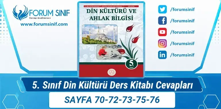5. Sınıf Din Kültürü Ders Kitabı Sayfa 70-72-73-75-76 Cevapları MEB Yayınları