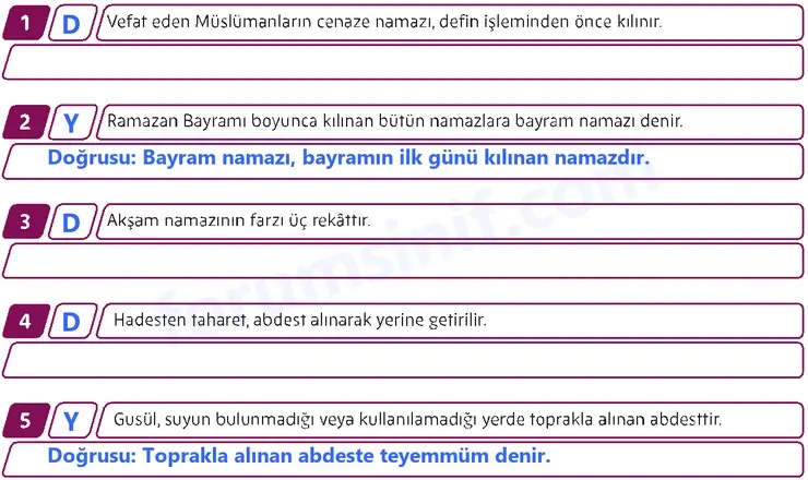 5. Sınıf Din Kültürü Sayfa 76 Cevapları MEB Yayınları - 2