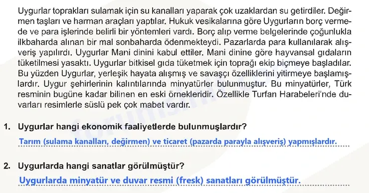6. Sınıf Sosyal Bilgiler Ders Kitabı Sayfa 178 Cevapları 1. Kitap