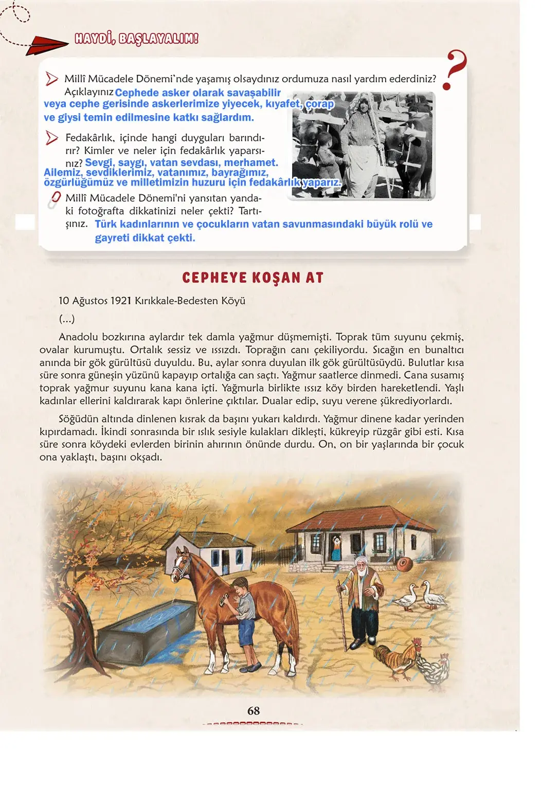 6. Sınıf Türkçe Ders Kitabı Sayfa 68 Cevapları 1. Kitap