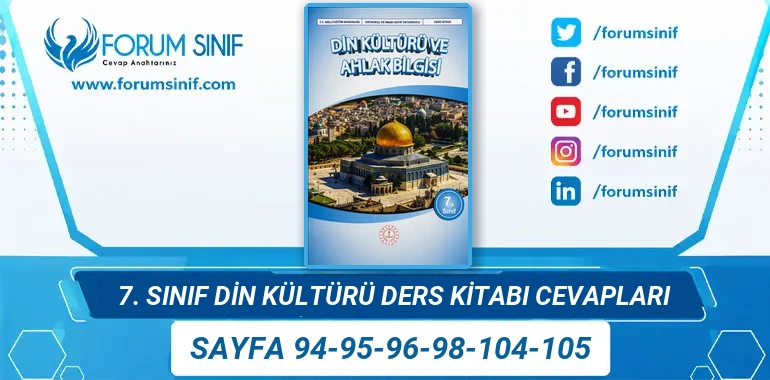 7. Sınıf Din Kültürü Ders Kitabı Sayfa 94-95-96-98-104-105 Cevapları MEB Yayınları