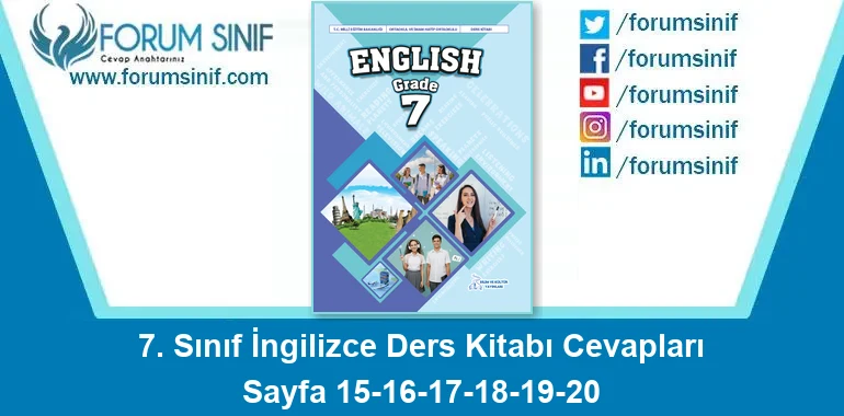 7. Sınıf İngilizce Ders Kitabı 15-16-17-18-19-20. Sayfa Cevapları Bilim ve Kültür Yayınları
