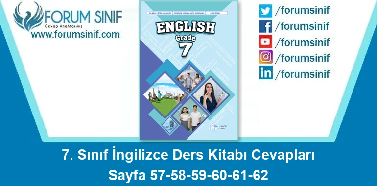 7. Sınıf İngilizce Ders Kitabı 57-58-59-60-61-62. Sayfa Cevapları Bilim ve Kültür Yayınları