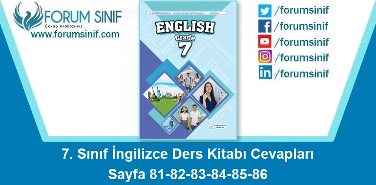 7. Sınıf İngilizce Ders Kitabı 81-82-83-84-85-86. Sayfa Cevapları Bilim ve Kültür Yayınları