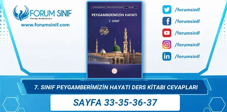 7. Sınıf Peygamberimizin Hayatı Ders Kitabı Sayfa 33-35-36-37 Cevapları MEB Yayınları