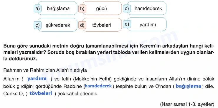 7. Sınıf Din Kültürü Sayfa 156 Cevapları MEB Yayınları