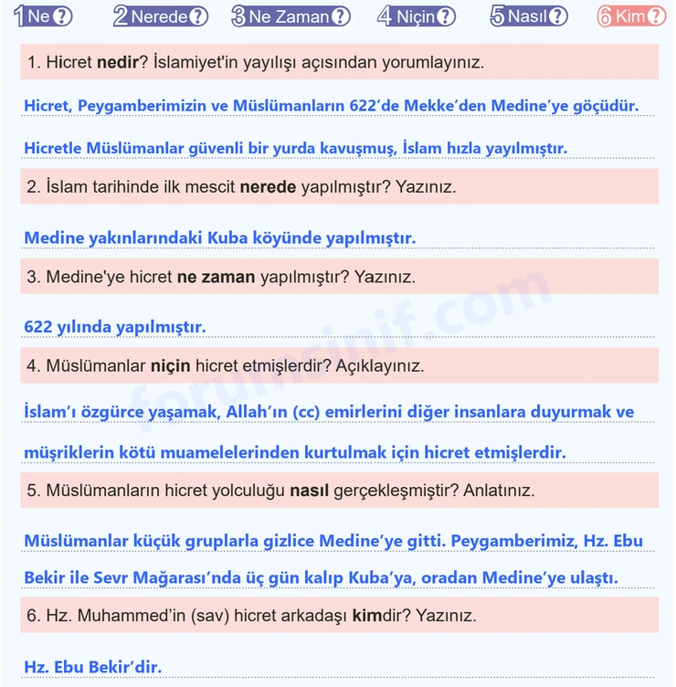 7. Sınıf Peygamberimizin Hayatı Sayfa 45 Cevapları MEB Yayınları