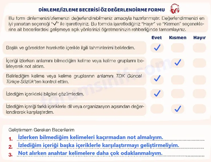 7. Sınıf Türkçe Ders Kitabı Sayfa 118 Cevapları 1. Kitap