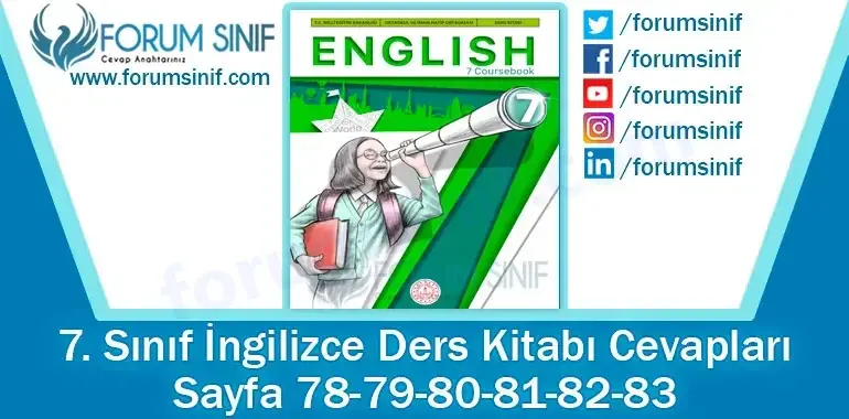 7. Sınıf İngilizce Ders Kitabı 78-79-80-81-82-83. Sayfa Cevapları MEB Yayınları
