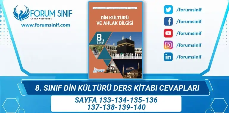 8. Sınıf Din Kültürü Ders Kitabı Sayfa 133-134-135-136-137-138-139-140 Cevapları Bilim ve Kültür Yayınları