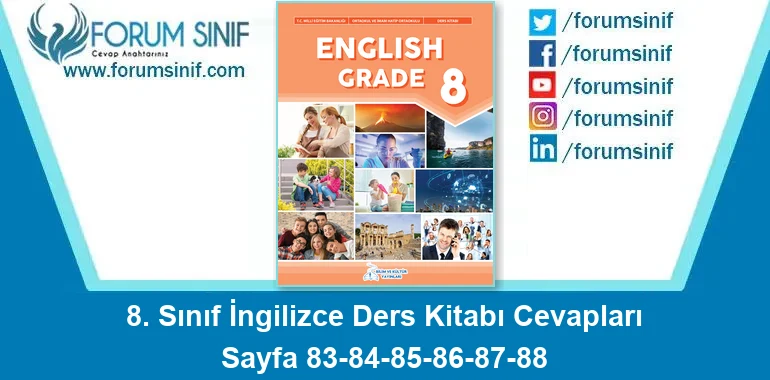 8. Sınıf İngilizce Ders Kitabı 83-84-85-86-87-88. Sayfa Cevapları Bilim ve Kültür Yayınları