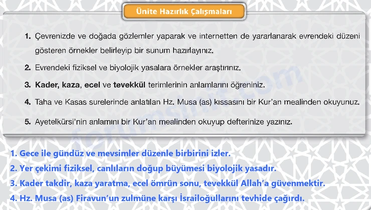 8. Sınıf Din Kültürü Sayfa 11 Cevapları Bilim ve Kültür Yayınları