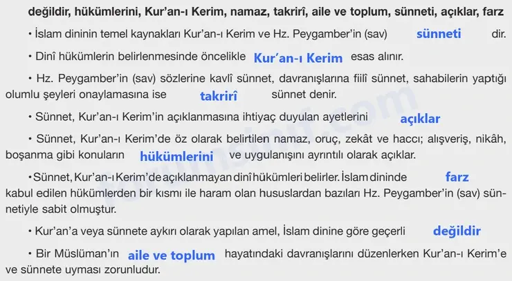8. Sınıf Din Kültürü Sayfa 124 Cevapları Bilim ve Kültür Yayınları 8. Sınıf Din Kültürü Sayfa 124 Cevapları Bilim ve Kültür Yayınları