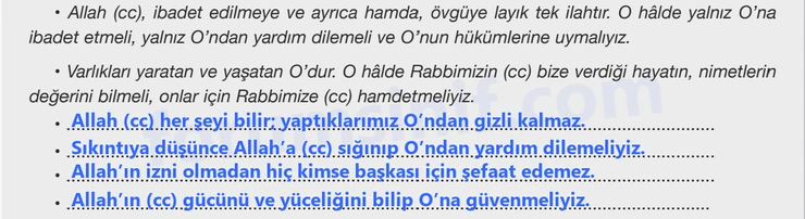 8. Sınıf Din Kültürü Sayfa 34 Cevapları Bilim ve Kültür Yayınları