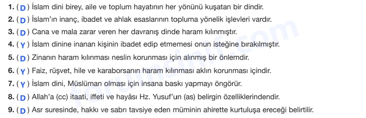 8. Sınıf Din Kültürü Sayfa 87 Cevapları Bilim ve Kültür Yayınları 8. Sınıf Din Kültürü Sayfa 87 Cevapları Bilim ve Kültür Yayınları
