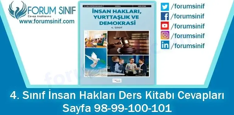 4. Sınıf İnsan Hakları Ders Kitabı 98-99-100-101. Sayfa Cevapları Hecce Yayıncılık